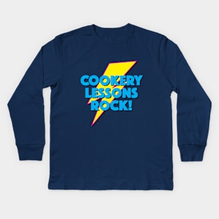 COOKERY LESSONS ROCK! LIGHTNING LOGO SLOGAN FOR TEACHERS, LECTURERS ETC. Kids Long Sleeve T-Shirt